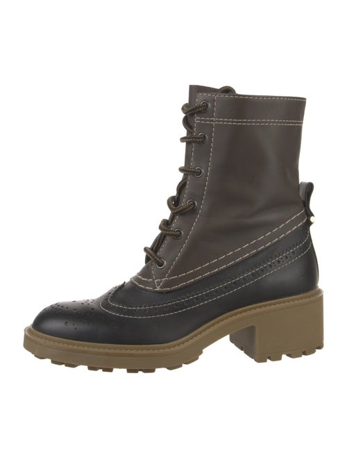 Chloé Leather Colorblock Pattern Combat Boots