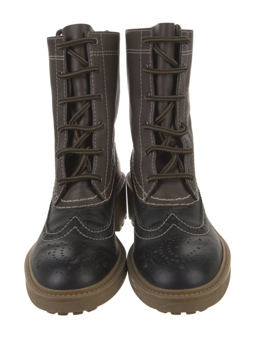 Chloé Leather Colorblock Pattern Combat Boots