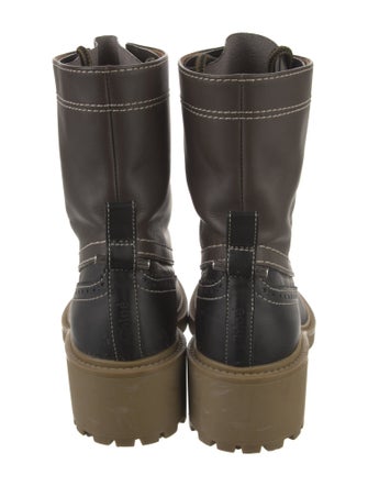 Chloé Leather Colorblock Pattern Combat Boots