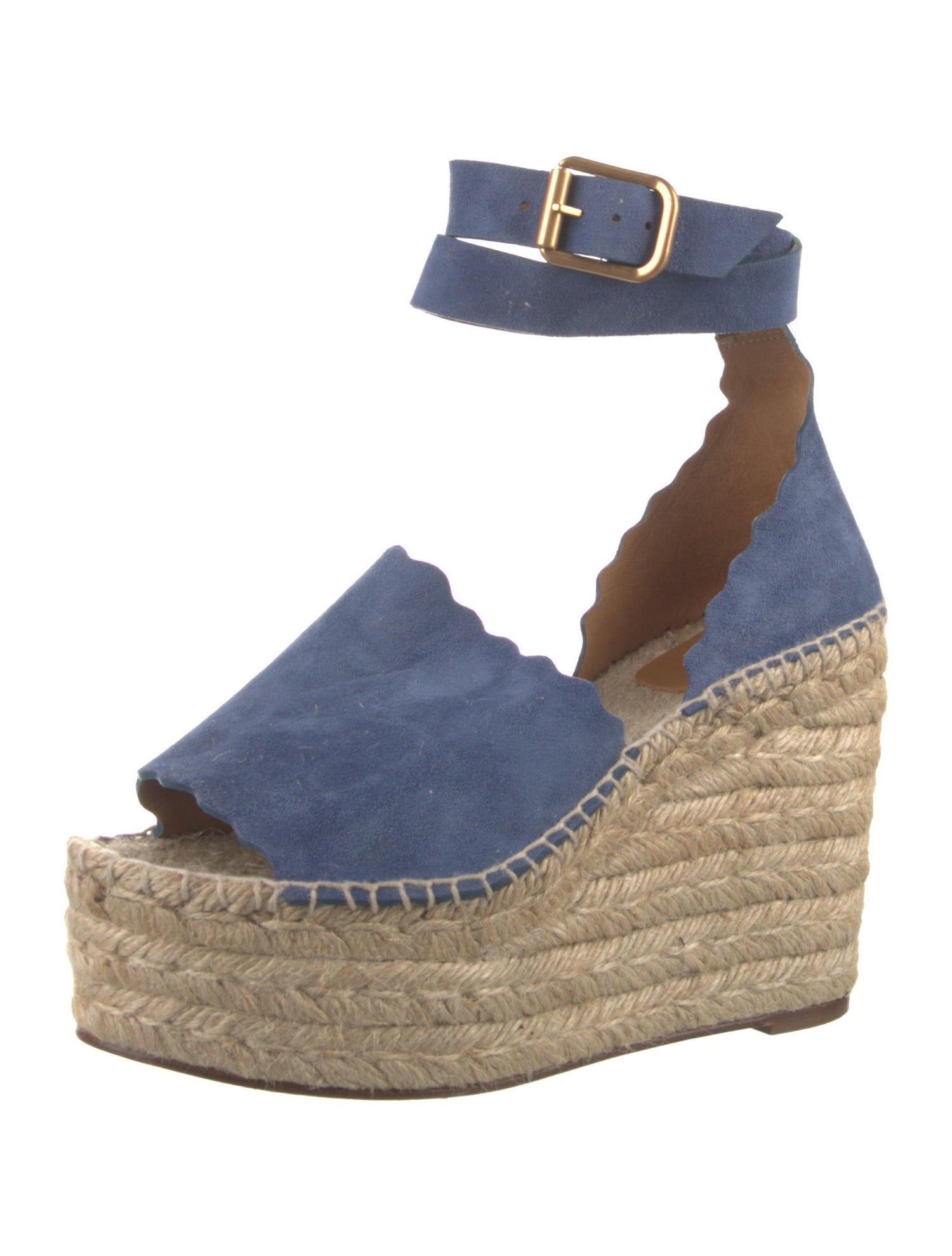 Chloé Suede Scalloped Accent Espadrilles