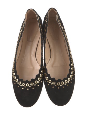Chloé Suede Studded Accents Flats