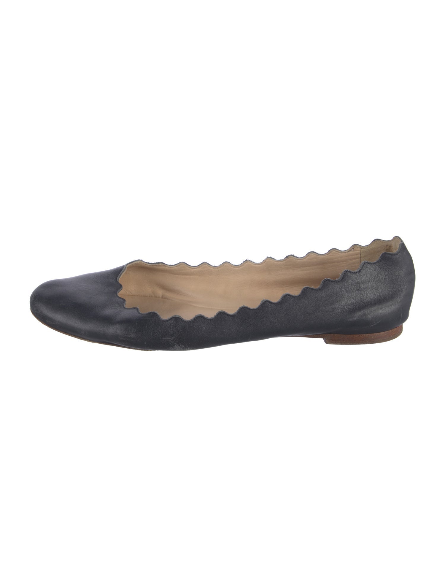 Chloé Leather Scalloped Accent Ballet Flats
