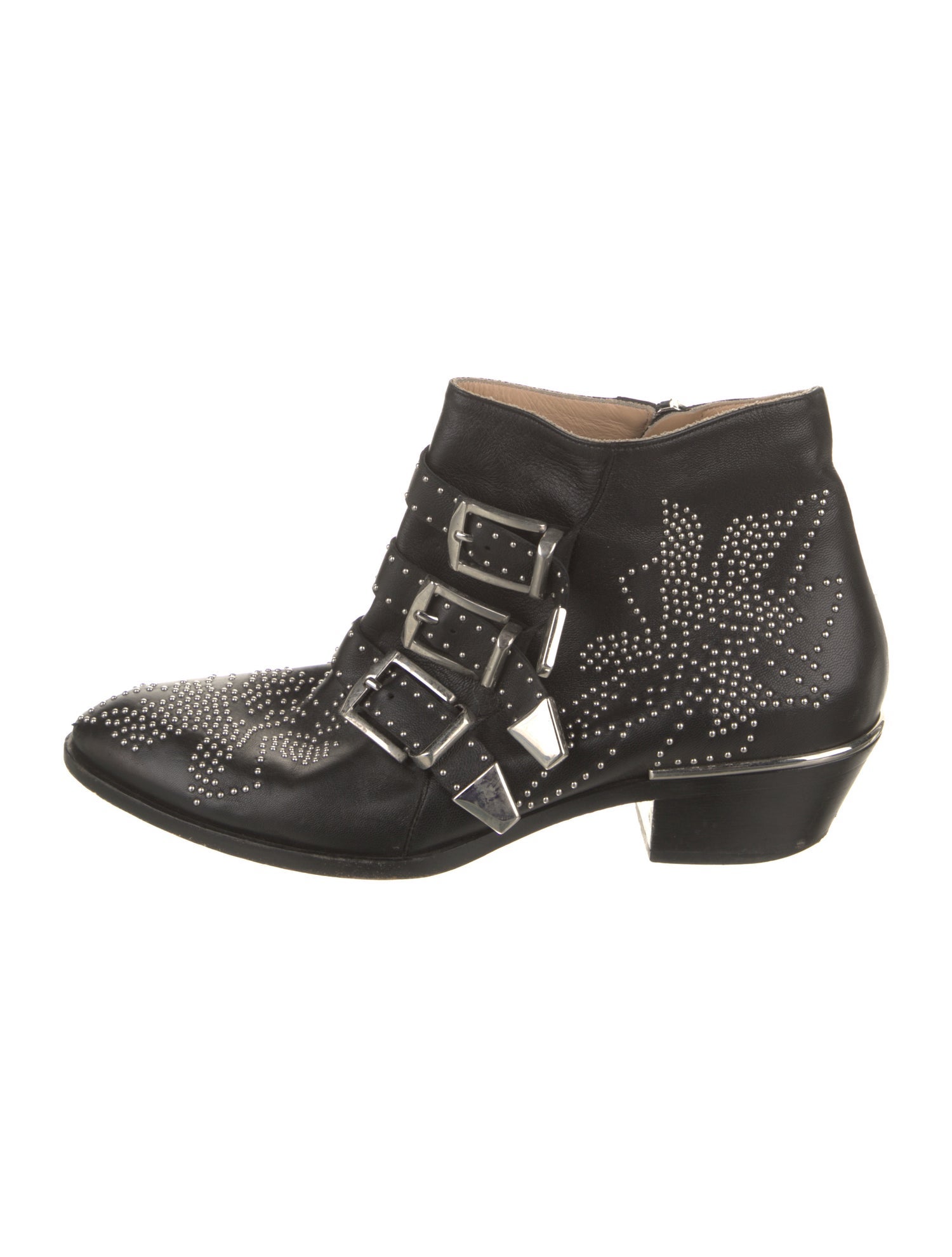 Chloé Leather Studded Accents Western Boots