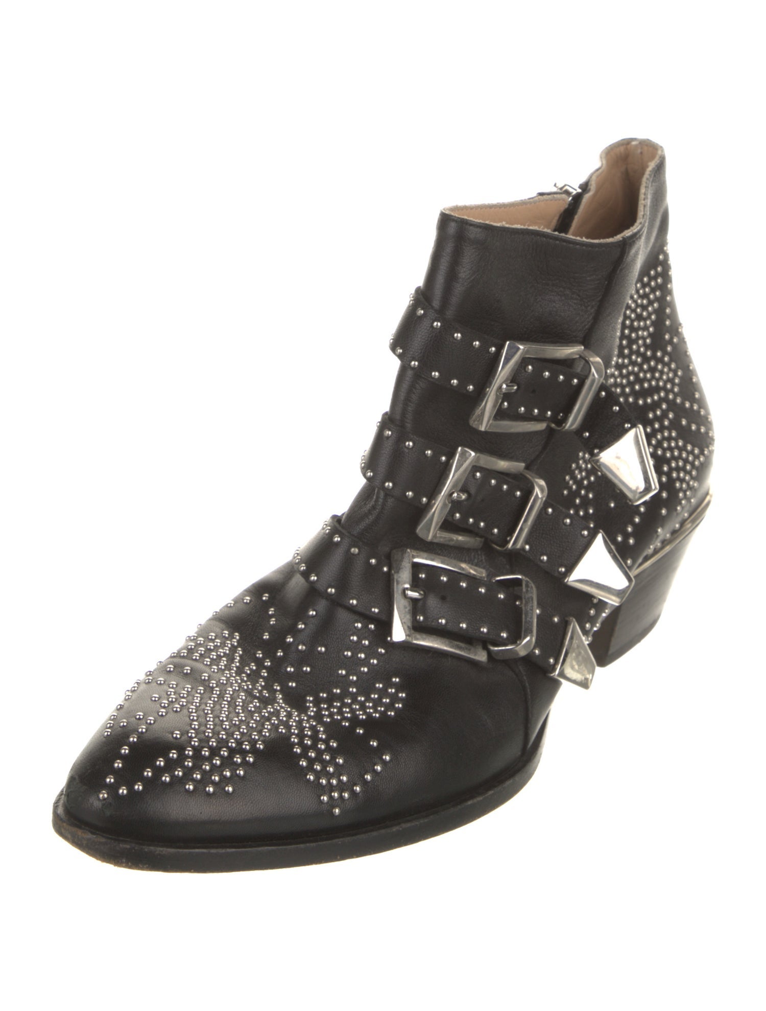 Chloé Leather Studded Accents Western Boots