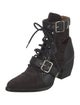 Chloé Suede Leather Trim Embellishment Lace-Up Boots
