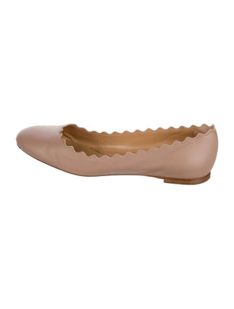 Chloé Leather Scalloped Accent Ballet Flats
