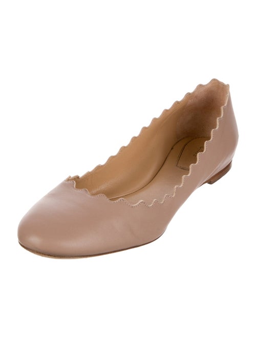 Chloé Leather Scalloped Accent Ballet Flats