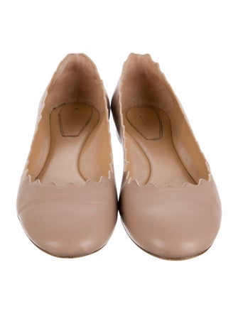 Chloé Leather Scalloped Accent Ballet Flats