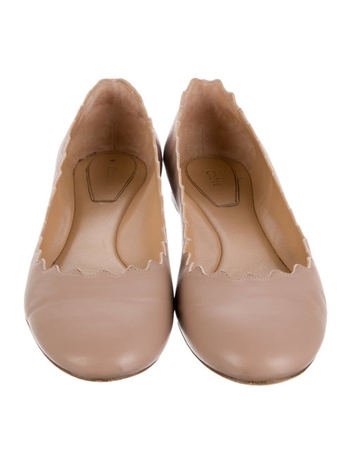 Chloé Leather Scalloped Accent Ballet Flats