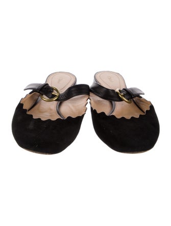Chloé Suede Scalloped Accent Mules