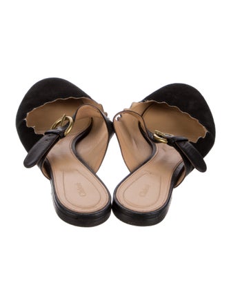 Chloé Suede Scalloped Accent Mules