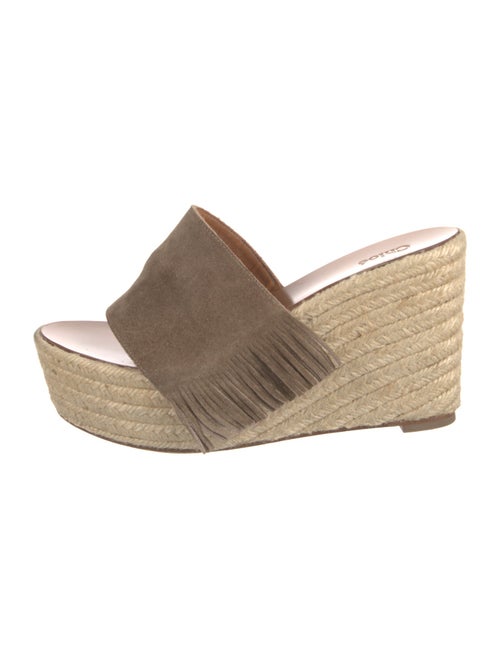 Chloé Suede Fringe Trim Accent Espadrilles