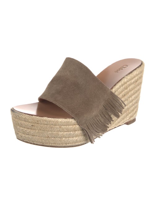 Chloé Suede Fringe Trim Accent Espadrilles