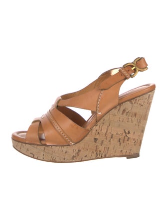 Chloé Leather Cutout Accent Slingback Sandals