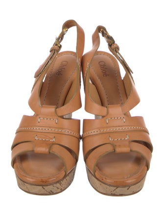 Chloé Leather Cutout Accent Slingback Sandals