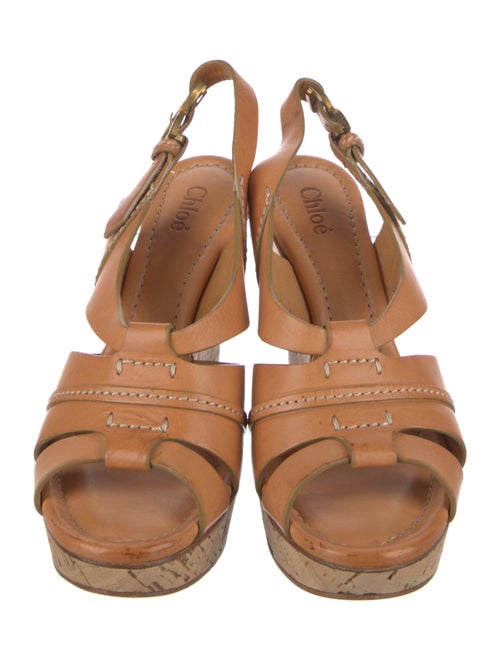 Chloé Leather Cutout Accent Slingback Sandals