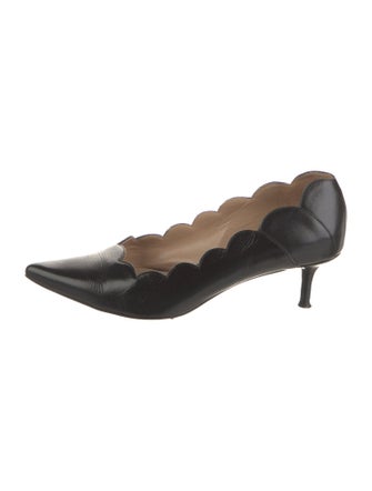 Chloé Leather Scalloped Accent Pumps