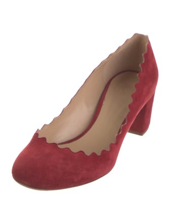 Chloé Suede Scalloped Accent Pumps