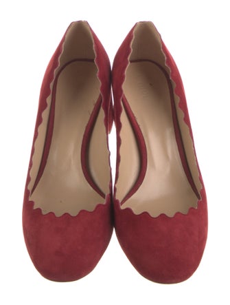 Chloé Suede Scalloped Accent Pumps