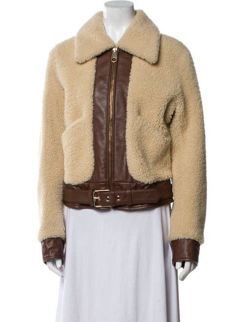 Chloé Shearling Colorblock Pattern Fur Jacket