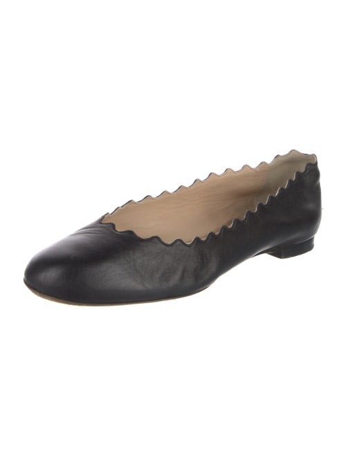 Chloé Leather Scalloped Accent Ballet Flats