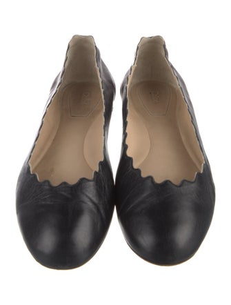 Chloé Leather Scalloped Accent Ballet Flats