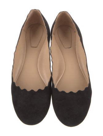 Chloé Suede Scalloped Accent Ballet Flats