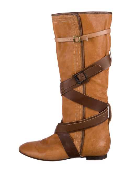 Chloé Leather Colorblock Pattern Riding Boots