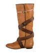 Chloé Leather Colorblock Pattern Riding Boots