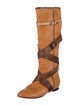 Chloé Leather Colorblock Pattern Riding Boots