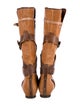 Chloé Leather Colorblock Pattern Riding Boots
