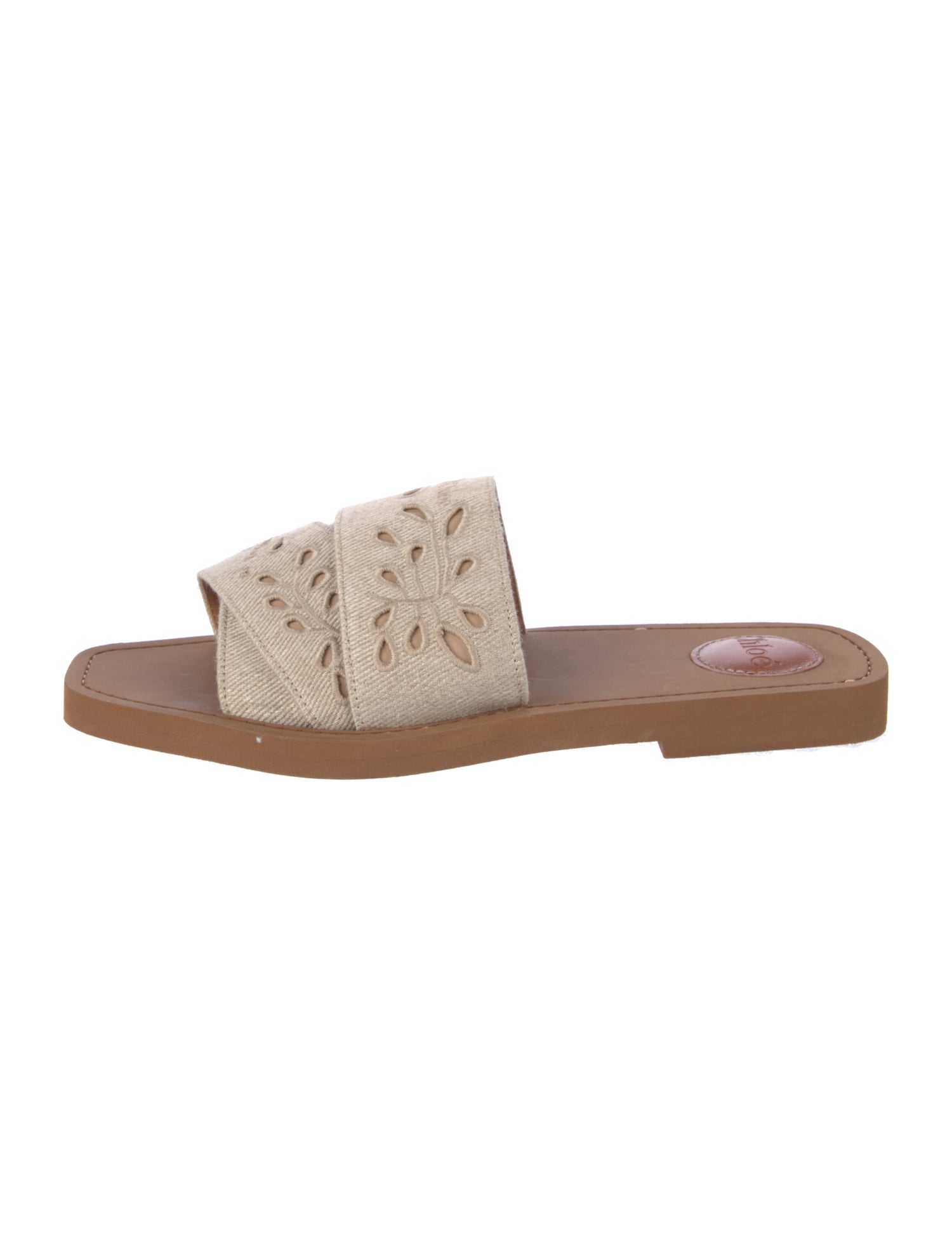 Chloé Canvas Embroidered Accent Slides