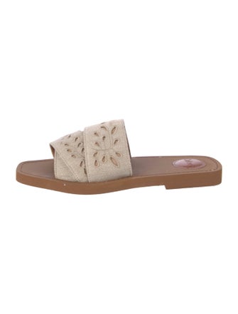 Chloé Canvas Embroidered Accent Slides