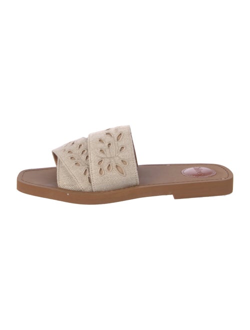 Chloé Canvas Embroidered Accent Slides