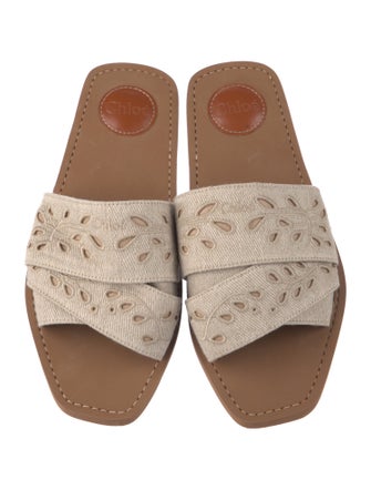 Chloé Canvas Embroidered Accent Slides