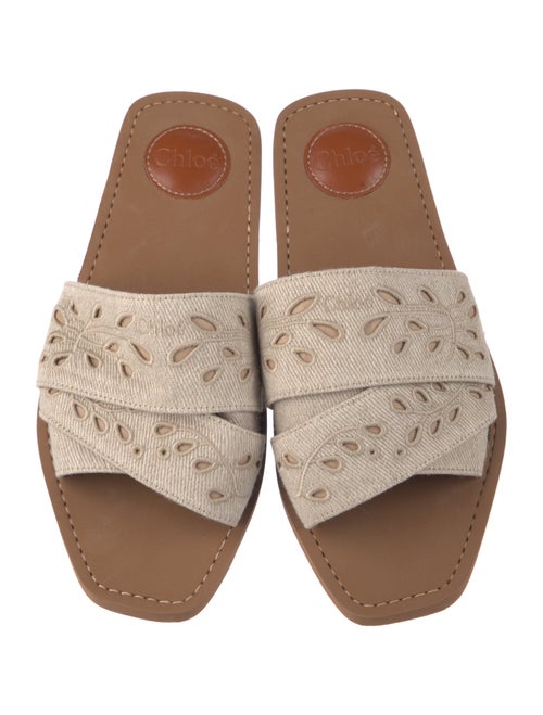 Chloé Canvas Embroidered Accent Slides