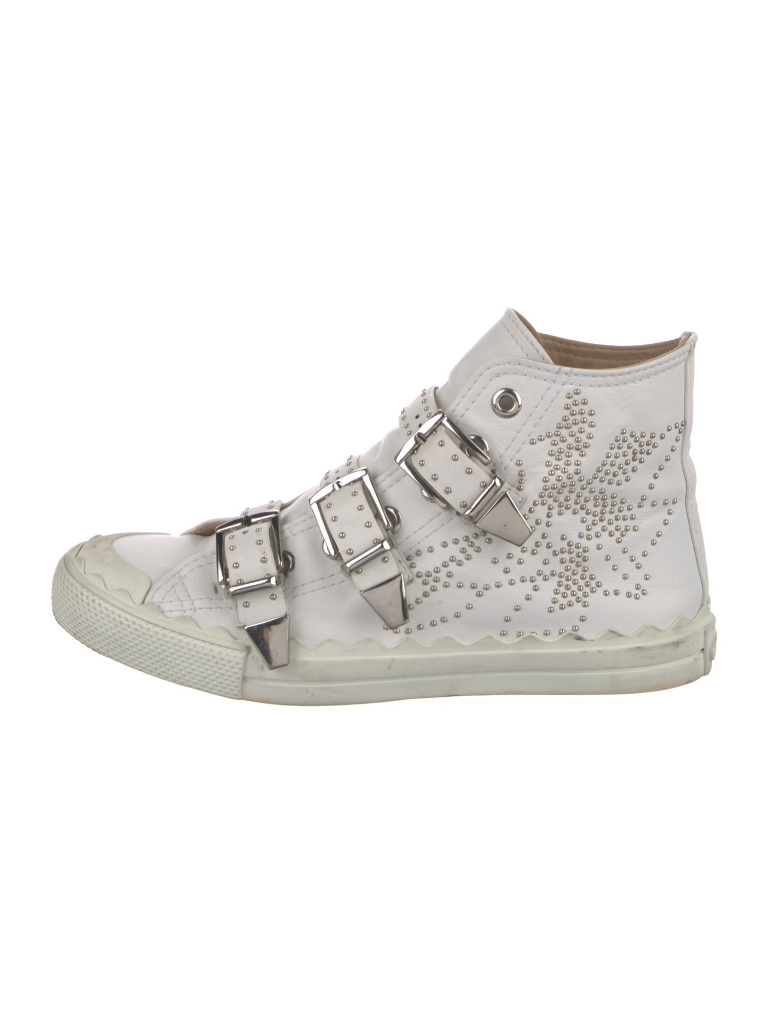 Chloé Leather Studded Accents Sneakers