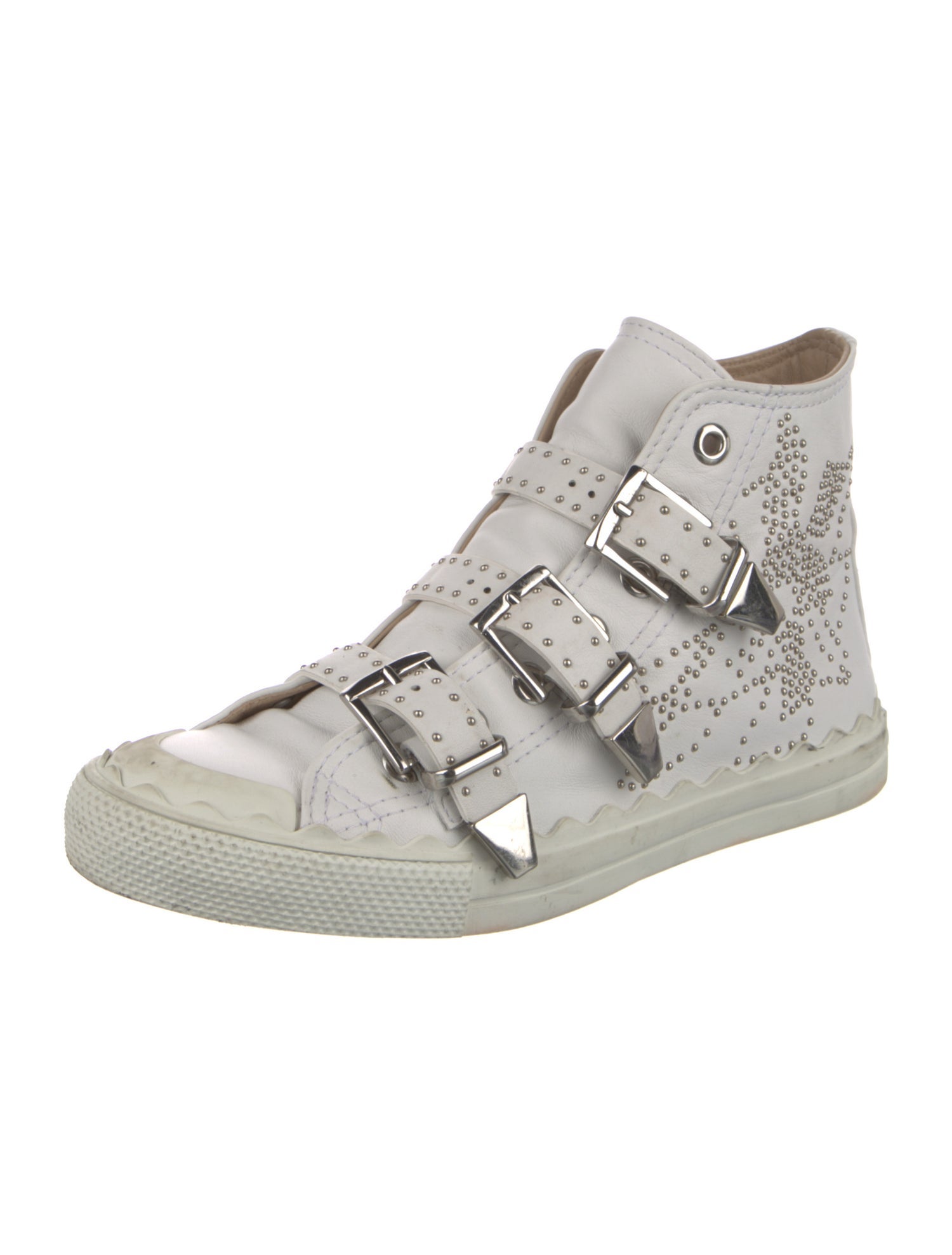 Chloé Leather Studded Accents Sneakers