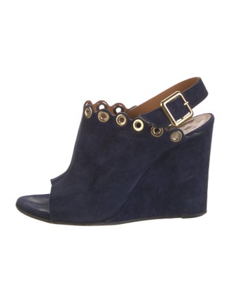 Chloé Suede Scalloped Accent Slingback Sandals