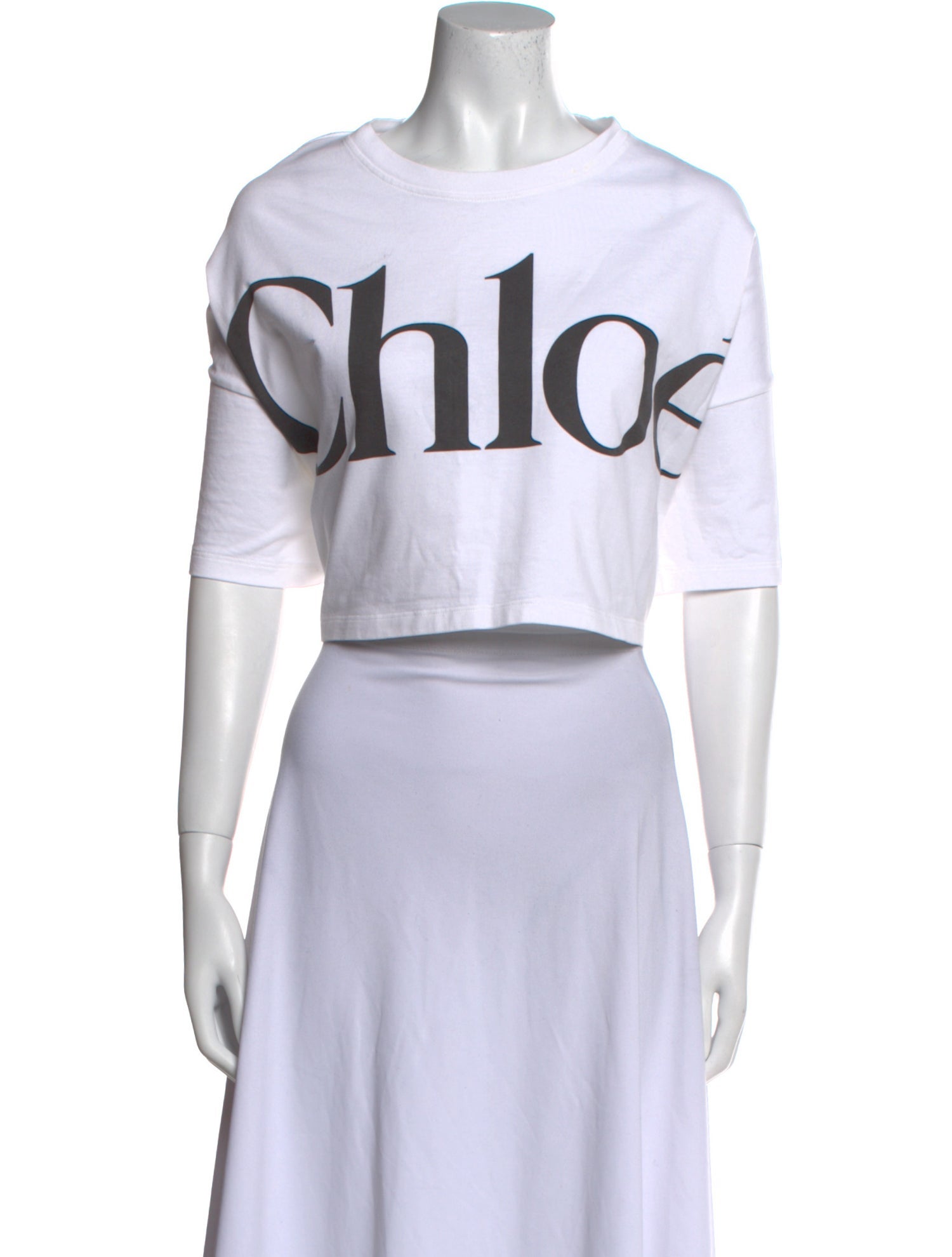 Chloé Graphic Print Crew Neck Crop Top