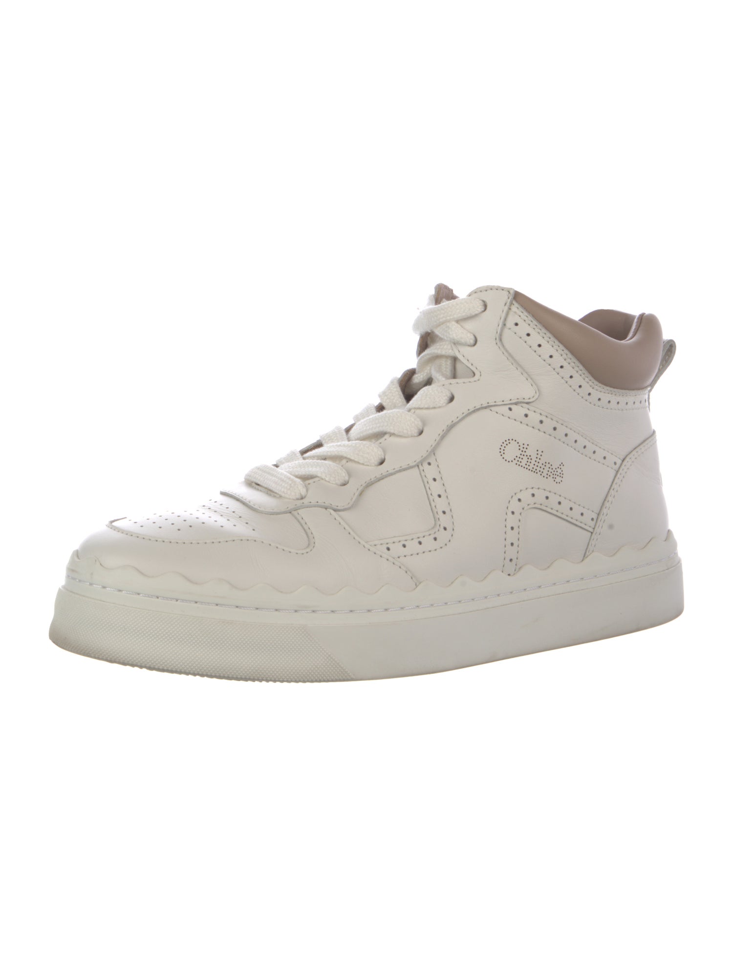 Chloé Leather Lasercut Accents Sneakers