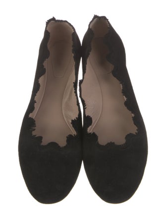 Chloé Suede Scalloped Accent Ballet Flats
