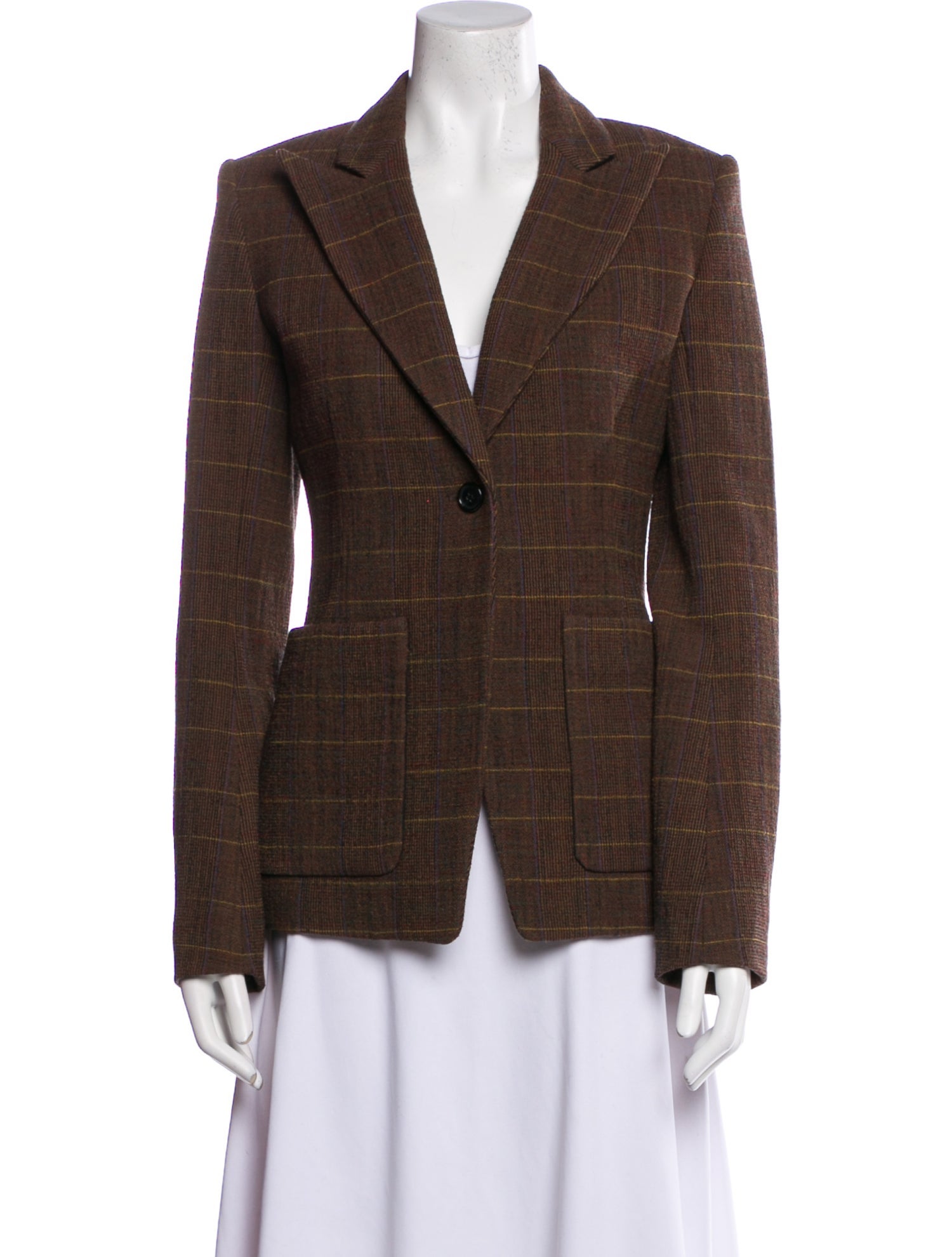 Chloé Virgin Wool Plaid Print Blazer