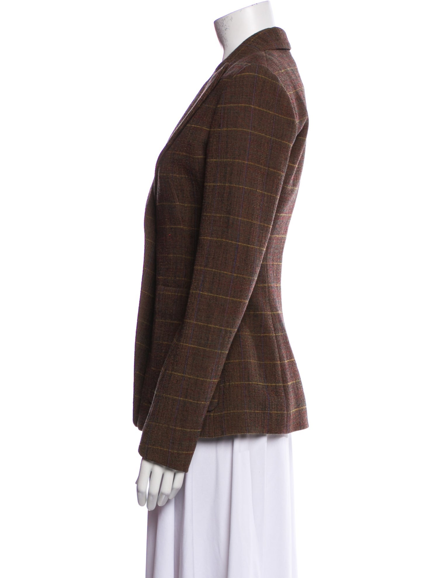 Chloé Virgin Wool Plaid Print Blazer