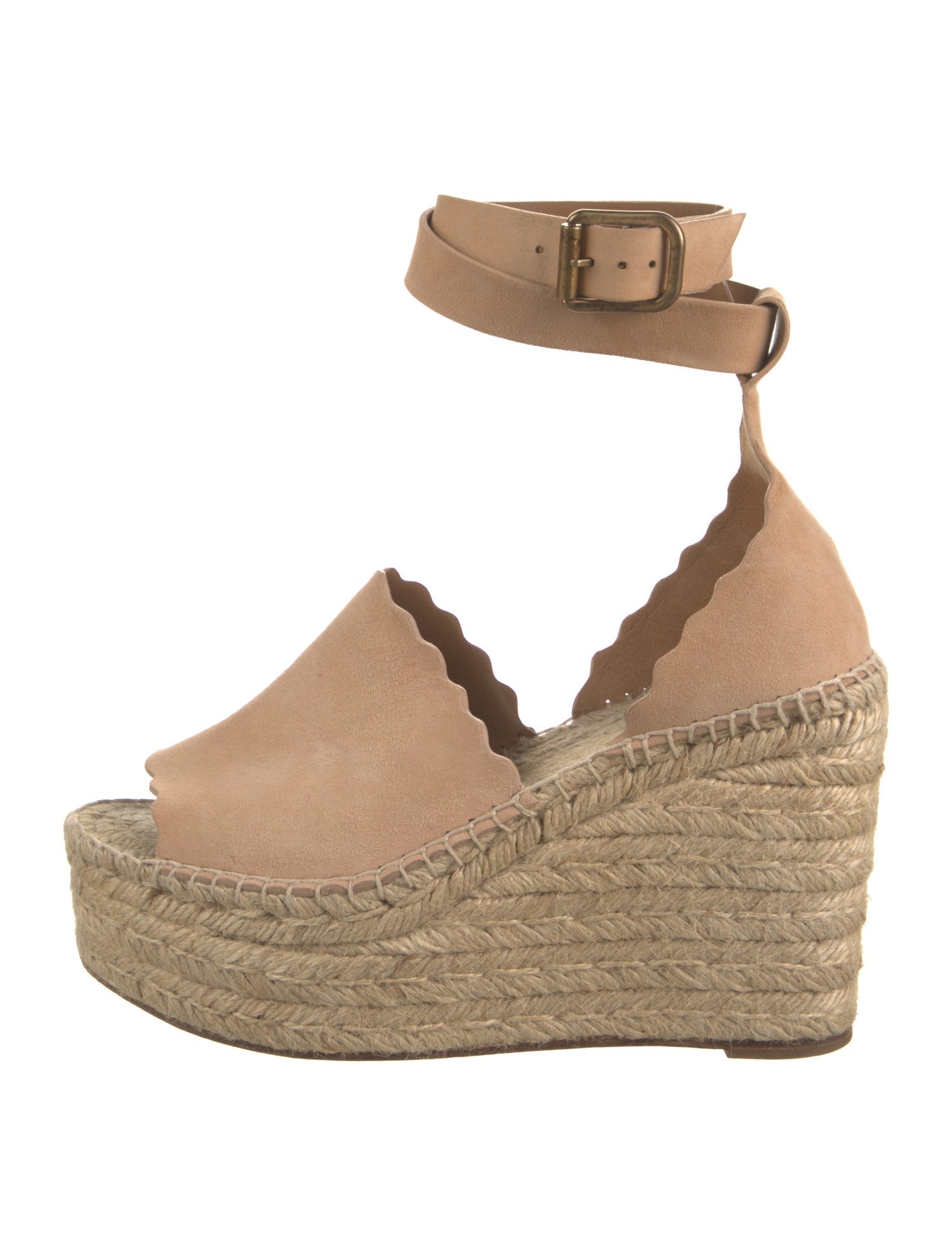 Chloé Suede Scalloped Accent Espadrilles