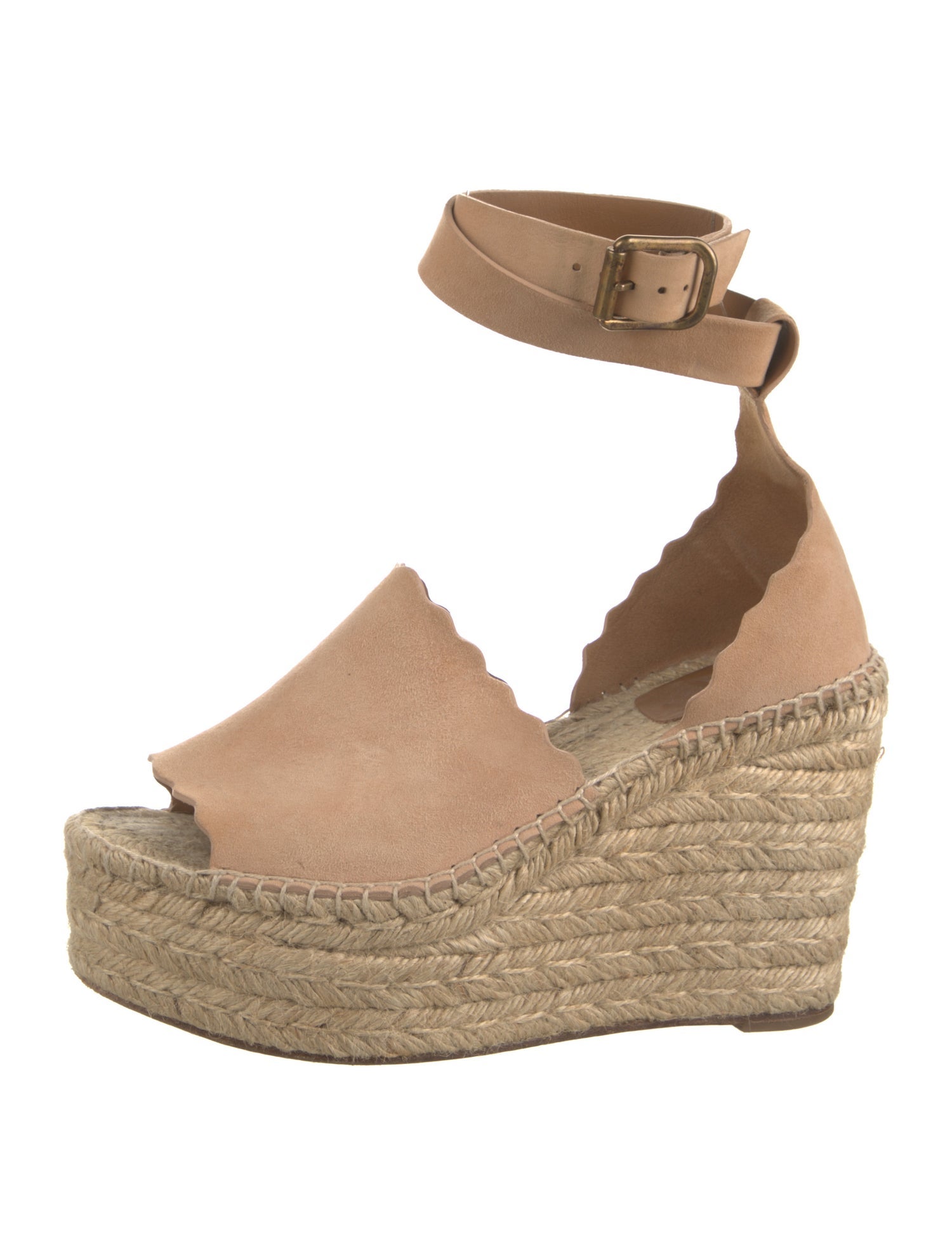 Chloé Suede Scalloped Accent Espadrilles