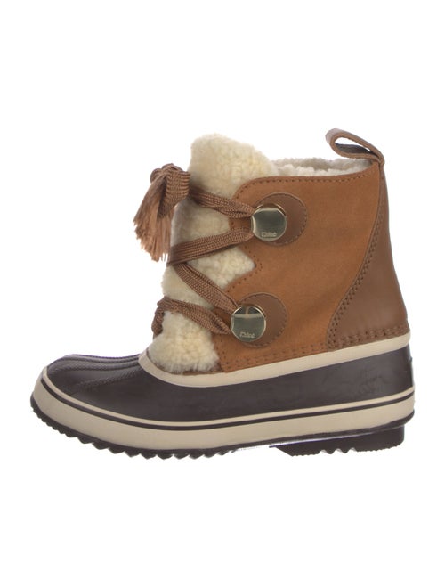 Chloé Suede Colorblock Pattern Lace-Up Boots