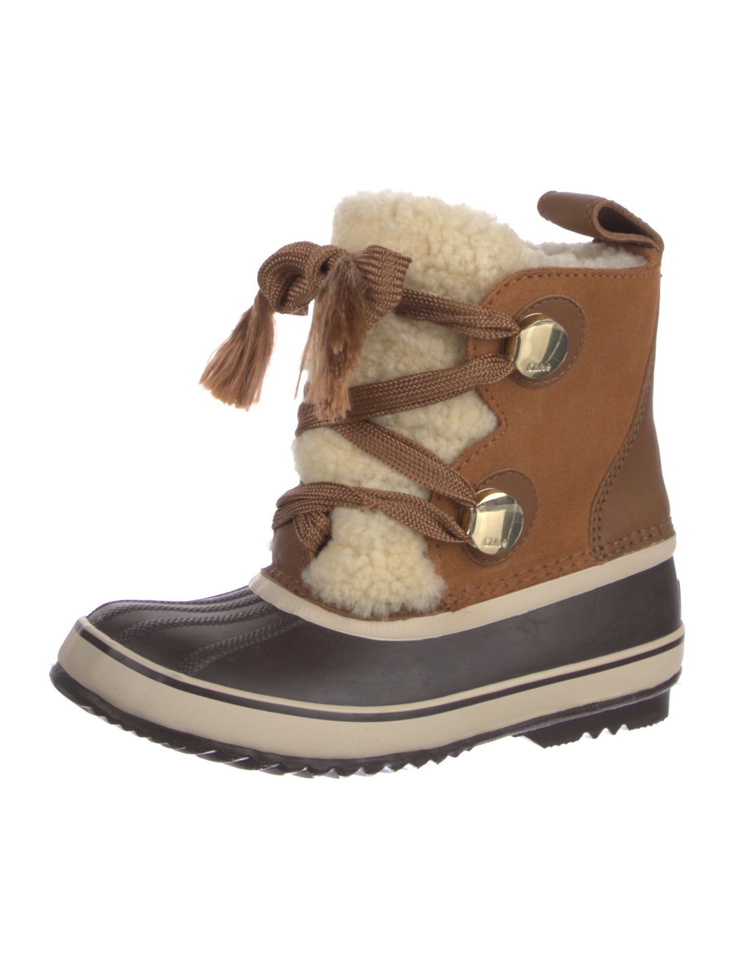 Chloé Suede Colorblock Pattern Lace-Up Boots