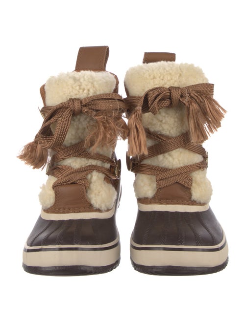 Chloé Suede Colorblock Pattern Lace-Up Boots