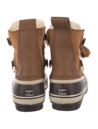 Chloé Suede Colorblock Pattern Lace-Up Boots